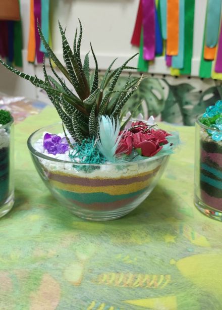 Создание мини-флорариума с песочной церемонией