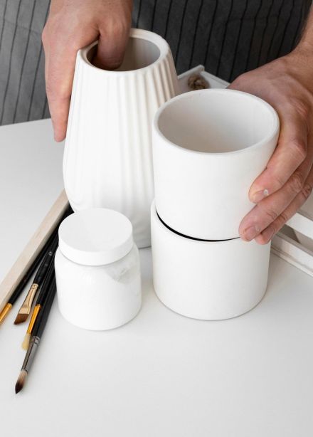 Творческий поток: раскрашивание гипсовой вазы в технике FluidArt