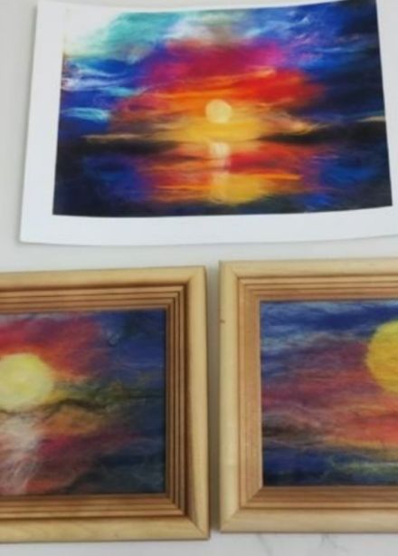 Создание мини картины из шерсти