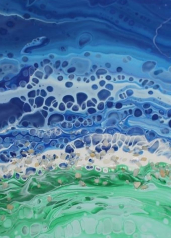 Создание тематической интерьерной картины в стиле FluidArt «Пейзаж»